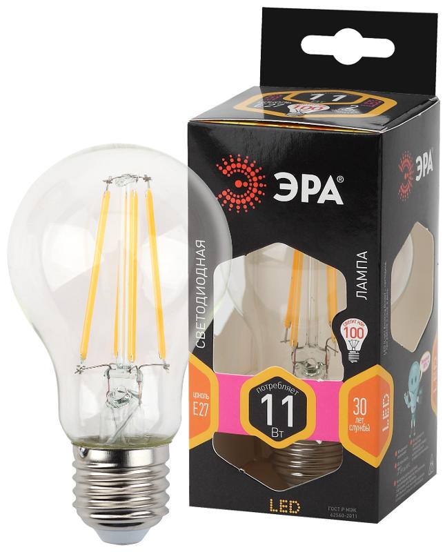 Лампа светодиодная F-LED A60-11W-827-E27 (филамент, груша, 11Вт, тепл, Е27)