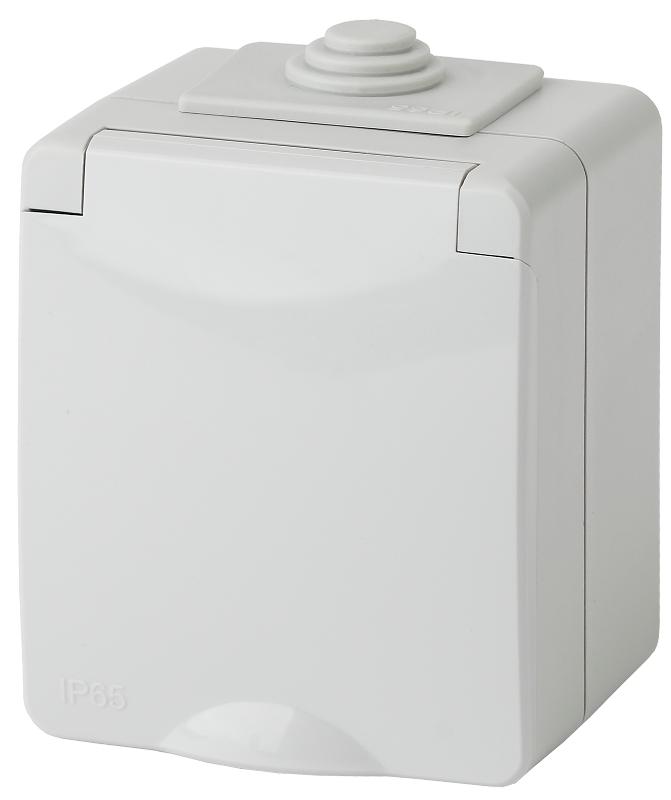 Розетка с заземлением IP65, 16A-250В, 11-2601-03, ОУ, Серый