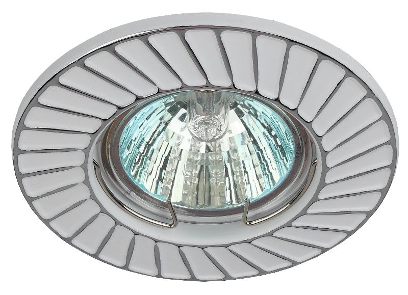 Светильник встраиваемый ST6 CH/WH штампованный MR16,12V/220V, 50W белый/хром