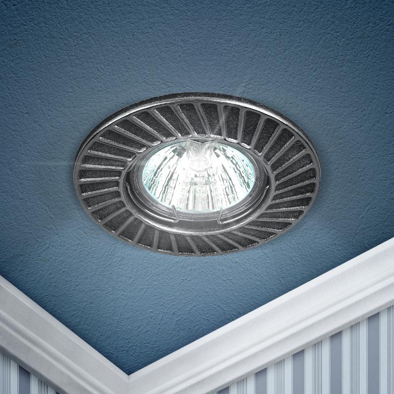 Светильник встраиваемый ST6 CH/BK штампованный MR16,12V/220V, 50W черный/хром