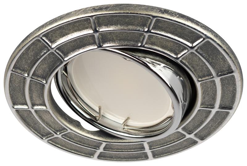 Светильник встраиваемый ST+E1660:E17967A CH/SS штампованный поворотный MR16,12V/220V, 50W сатин серебро/хром