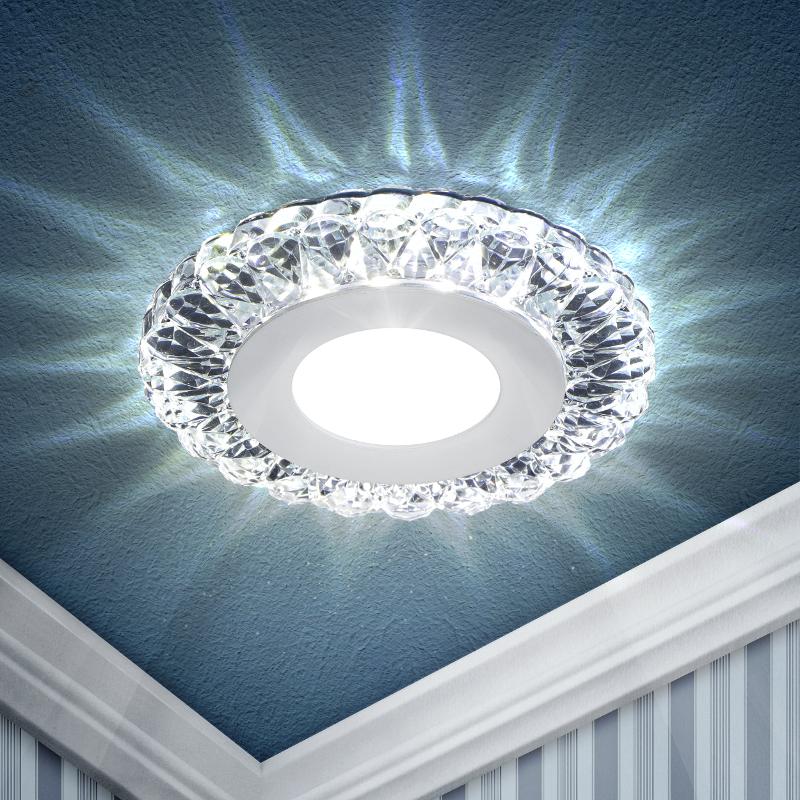Светильник точечный встраиваемый DK LED 16 SL/WH LED круглый "белая подсветка" 3+3W прозрачный/белый