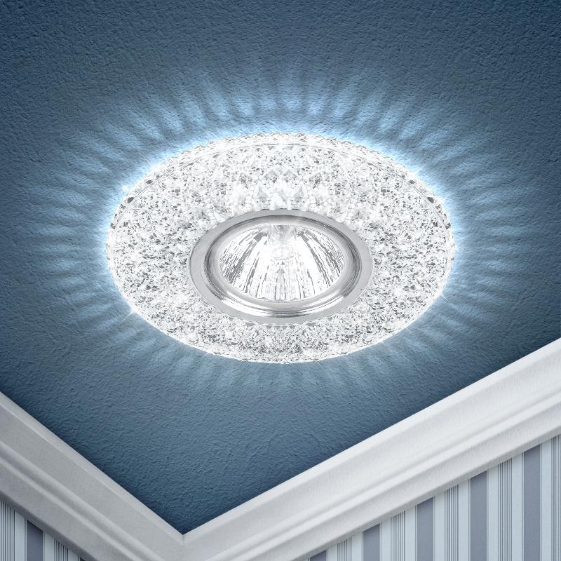 Светильник точечный встраиваемый DK LD33 SL/WH декор cо светодиодной подсветкой MR16, прозрачный
