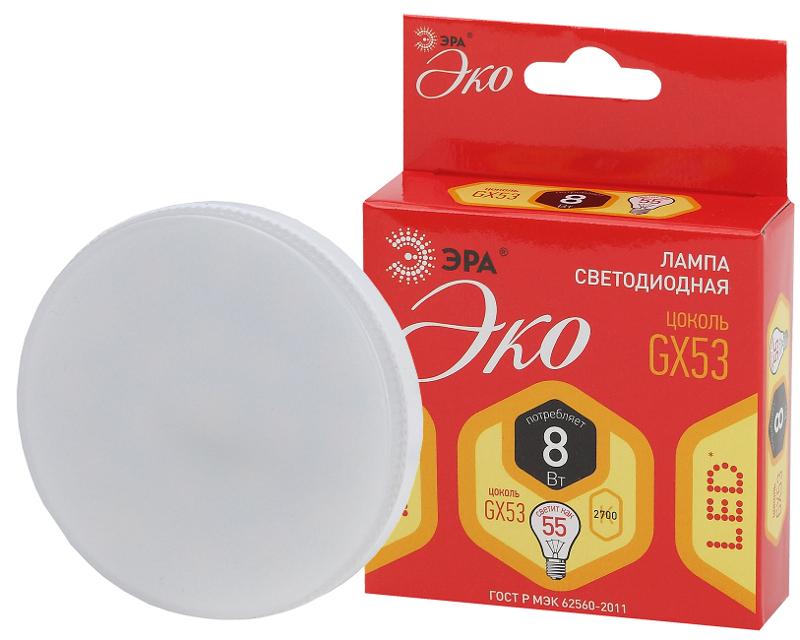 Лампа светодиодная RED LINE ECO LED GX-8W-827-GX53 GX53 8Вт таблетка теплый белый свет