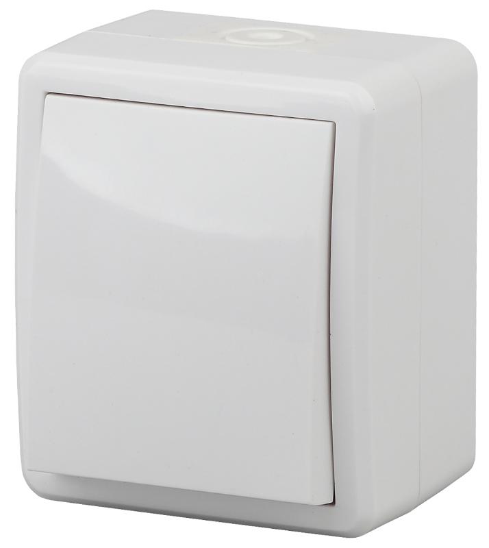 Выключатель IP54, 10АХ-250В, ОУ, 11А-1401-01 Эра Эксперт, Al+Cu, Белый
