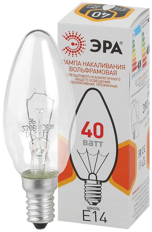 Лампа накаливания ЛОН ДС (B36) свечка 40Вт 230В E14 цв. упаковка