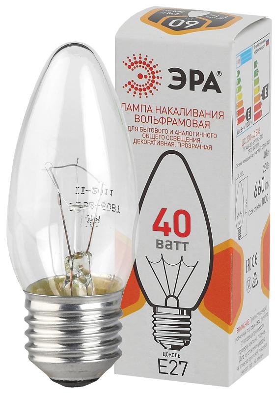 Лампа накаливания ЛОН ДС (B36) свеча 40Вт 230В E27 цв. упаковка