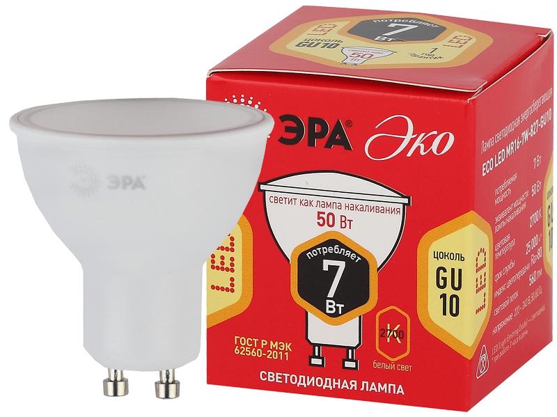 Лампа светодиодная RED LINE ECO LED MR16-7W-827-GU10 7Вт софит теплый белый свет
