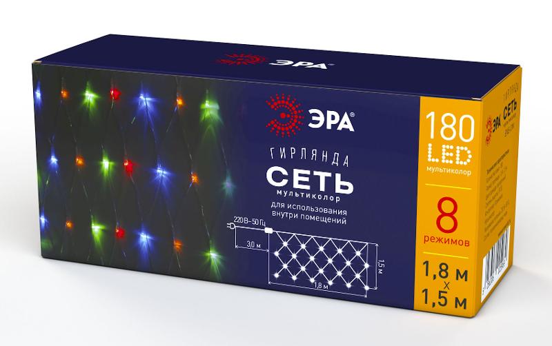 Гирлянда светодиодная  Сеть 1,8 м*1,5 м мультиколор, мультирежим,  ENIS-01M  , 220V, IP20 (60/540)