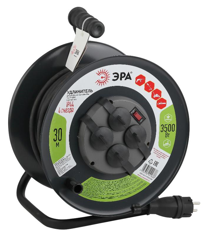 Удлинитель силовой ЭРА RMx-4es-3x2.5-30m-IP44(KG) на м. катушке c/з 4 гн 30м КГ 3х2.5