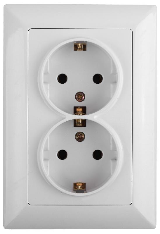 4-205-01 Intro Розетка 2X2P+E Schuko, 16А-250В, СУ, Solo, белый