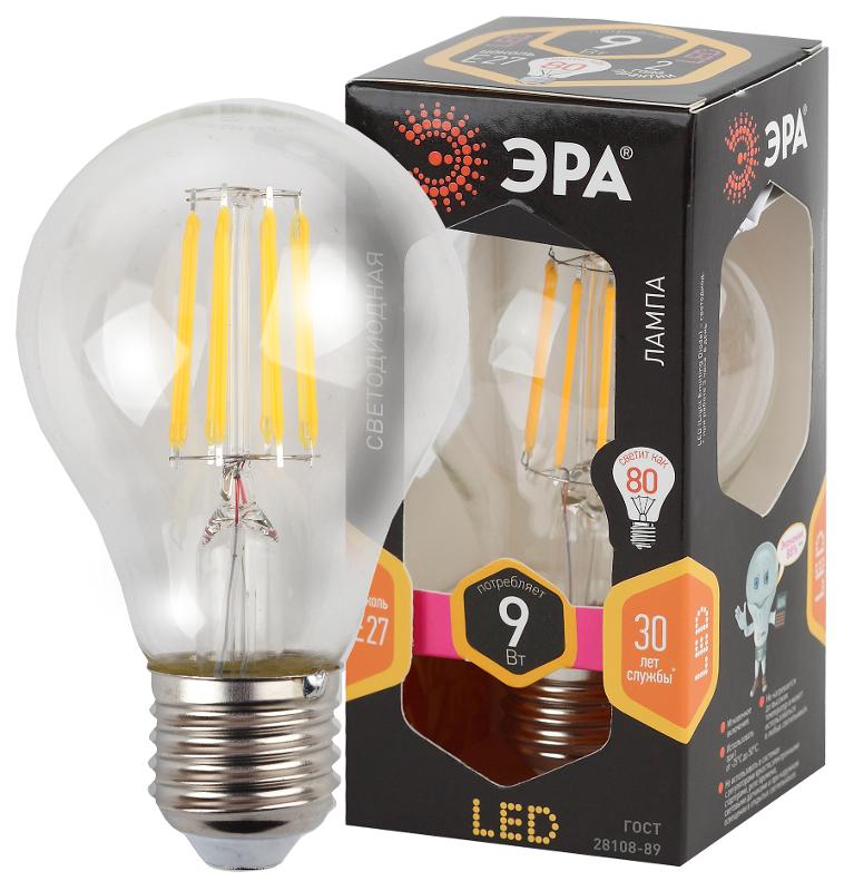 Лампа светодиодная F-LED A60-9W-827-E27 (филамент, груша, 9Вт, тепл, Е27)