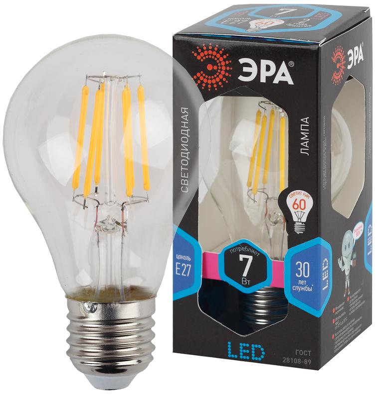 Лампа светодиодная F-LED A60-7W-840-E27 (филамент, груша, 7Вт, нейтр., Е27)