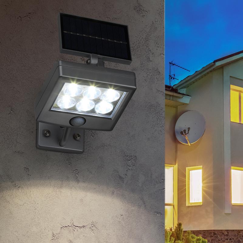 ERAFS048-08 Прожектор с датчиком движения, на солнечной батарее, 6LED, 150 lm