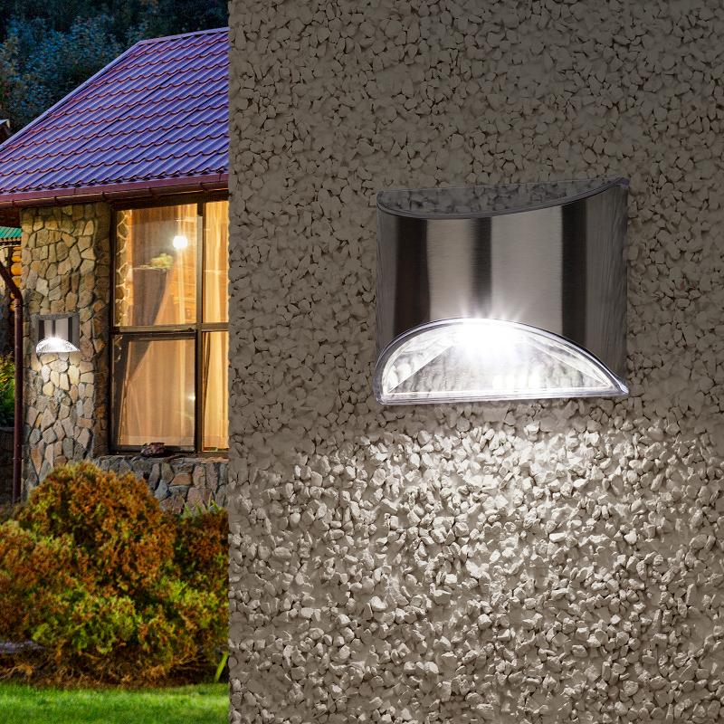 ERAFS024-38 Фасадная подсветка Хром, на солнечной батарее, 4LED, 7lm