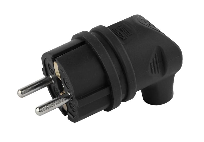 V9-B-IP44 ЭРА Вилка каучуковая с/з 90град с кольцом 16A IP44 черная