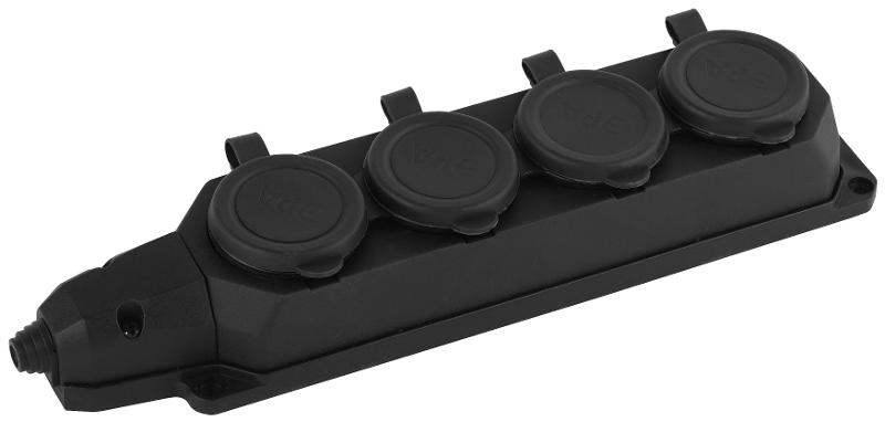 K-4e-B-IP44 ЭРА Колодка каучуковая с/з 4гн 16A IP44 черная