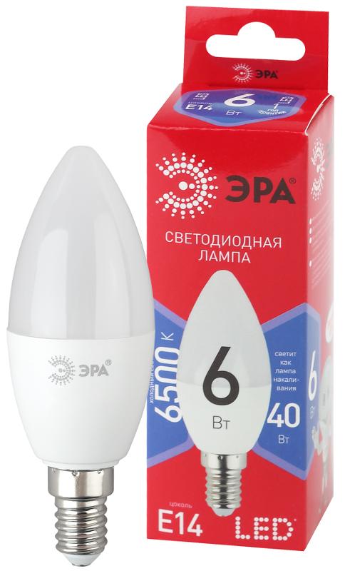 Лампа светодиодная ЭКО LED B35-6W-865-E14 R (диод, свеча, 6Вт, хол, E14)