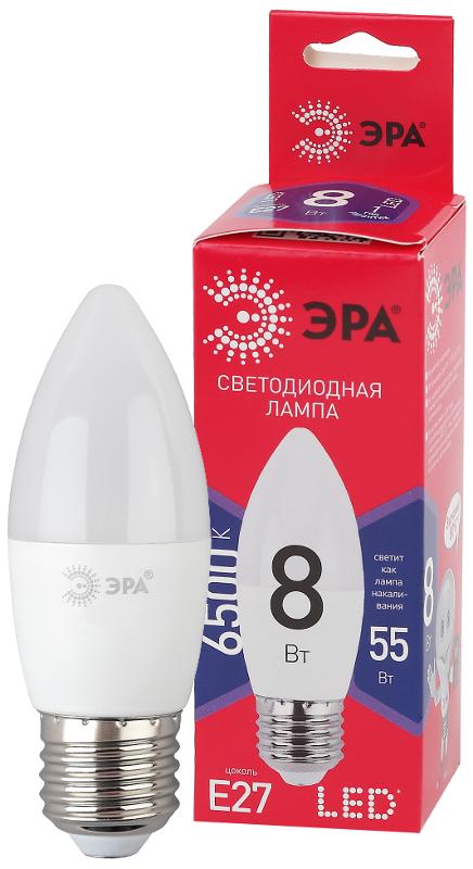 Лампа светодиодная ЭКО LED B35-8W-865-E27 R (диод, свеча, 8Вт, хол, E27)