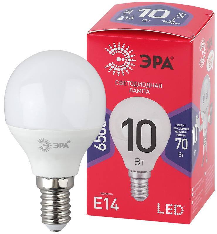 Лампа светодиодная ЭКО LED P45-10W-865-E14 R (диод, шар, 10Вт, хол, E14)