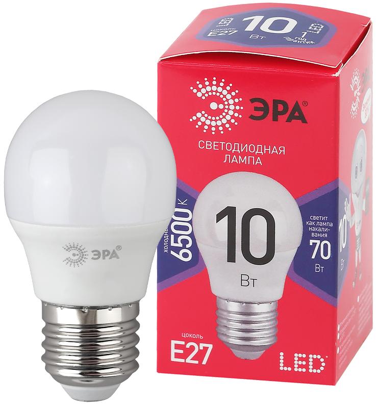 Лампа светодиодная ЭКО LED P45-10W-865-E27 R (диод, шар, 10Вт, хол, E27)