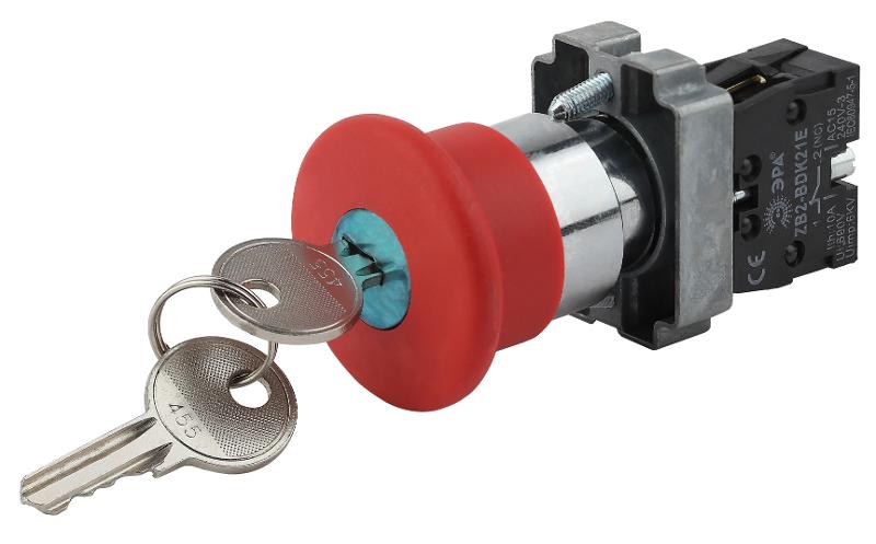 Кнопка управления  LAY5-BS142 "Грибок"с ключом  крас. d22мм  240В 1р (20/200/3200)