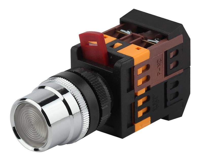 Кнопка управления  ABLF-22 белый d22мм неон/240В 1з+1р (10/400/3200)