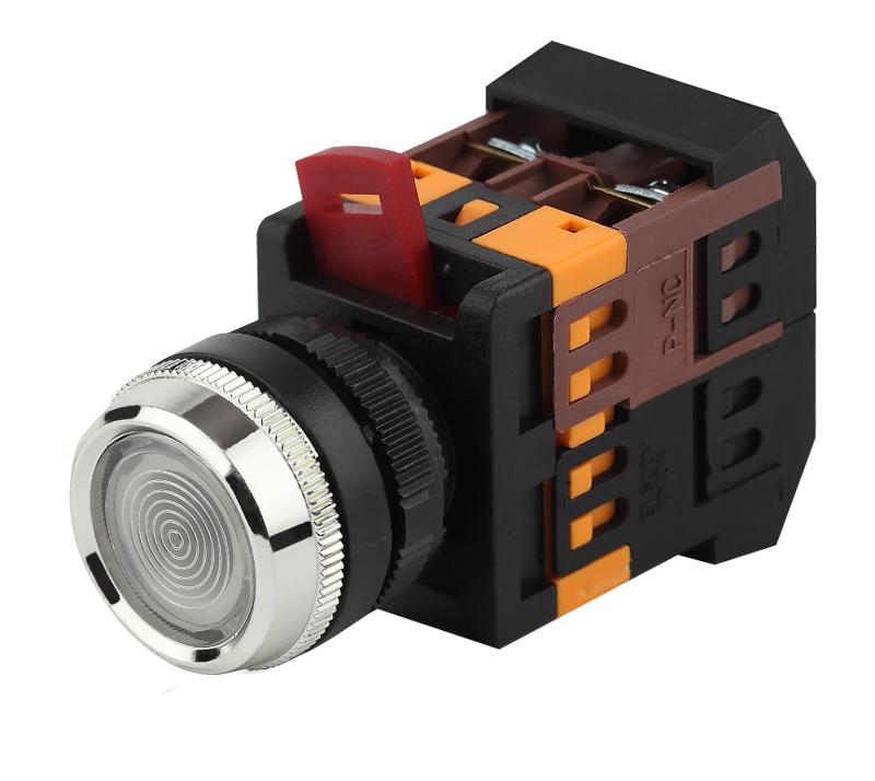 Кнопка управления  ABLFS-22 белый d22мм неон/240В 1з+1р (10/400/3200)