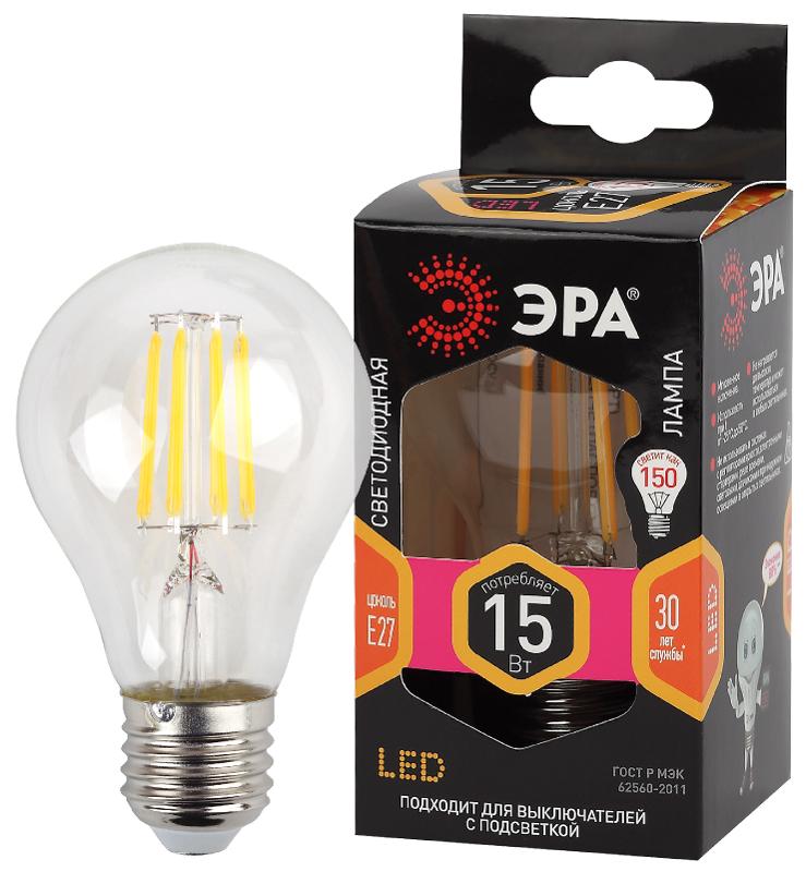 Лампа светодиодная F-LED A60-15W-827-E27 (филамент, груша, 15Вт, тепл, Е27)
