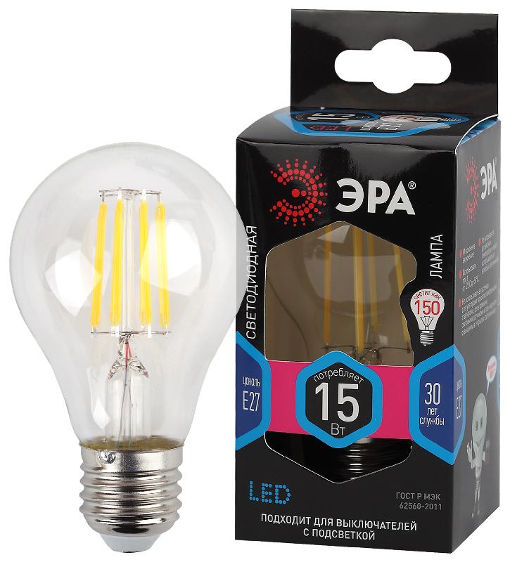 Лампа светодиодная F-LED A60-15W-840-E27 (филамент, груша, 15Вт, тепл, Е27)
