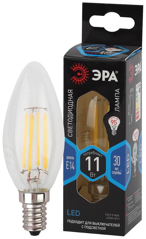 Лампа светодиодная F-LED B35-11w-840-E14 (филамент, свеча, 11Вт, нейтр, E14)