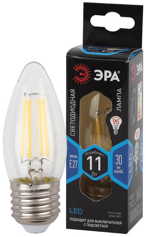 Лампа светодиодная F-LED B35-11w-840-E27 (филамент, свеча, 11Вт, нейтр, E27)