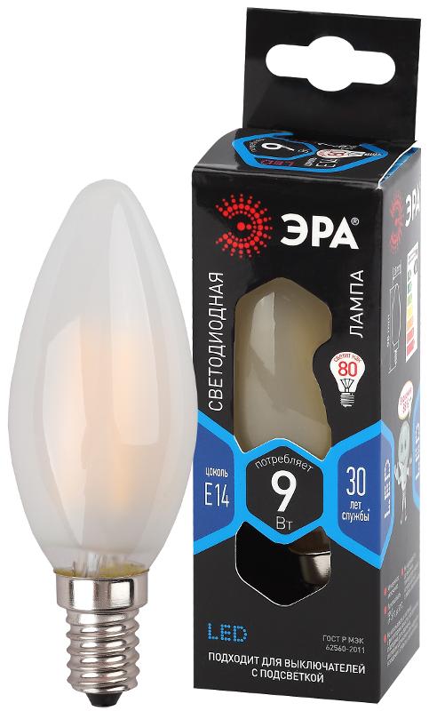 Лампа светодиодная F-LED B35-9w-840-E14 frost (филамент, свеча мат, 9Вт, нейтр, E14)