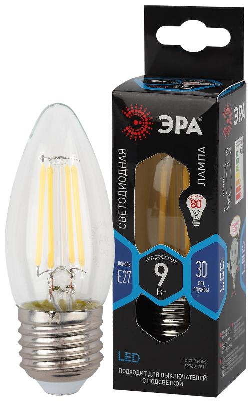Лампа светодиодная F-LED B35-9w-840-E27 (филамент, свеча, 9Вт, нейтр, E27)
