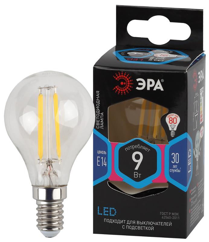 Лампа светодиодная F-LED P45-9w-840-E14 (филамент, шар, 9Вт, нейтр, E14)