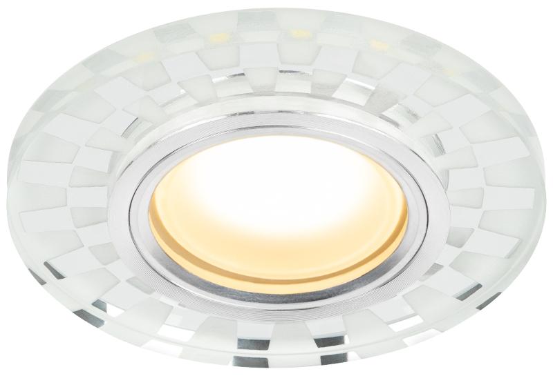 Светильник точечный декоративный DK LD47 SL /1 cо светодиодной подсветкой MR16, зеркальный (50/1800)