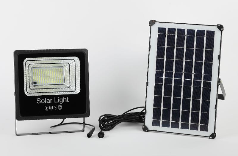 Прожектор светодиодный уличный на солн. бат. 100W, 1200 lm, 5000K, с датч. движения, ПДУ, IP65 (