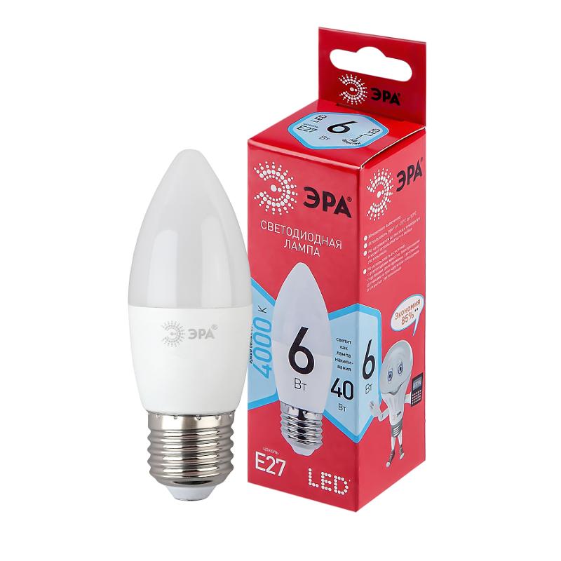 Лампа светодиодная LED B35-6W-840-E27 R (диод, свеча, 8Вт, нейтр, E27)