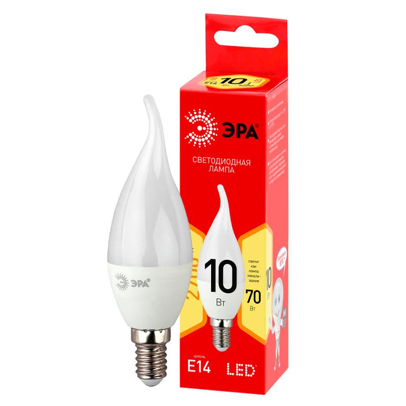 Лампа светодиодная LED BXS-10W-827-E14 R (диод, свеча на ветру, 10Вт, тепл, E14)