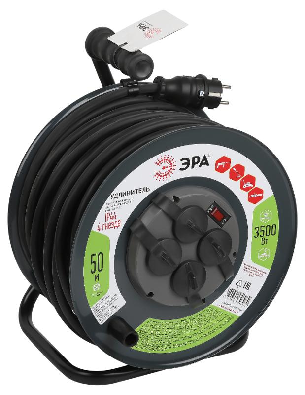 Удлинитель силовой ЭРА метал. катушка с заземл. RMx-4es-3x2.5-50m-IP44(KG )50м с выкл. 4 гн 3x2.5мм2