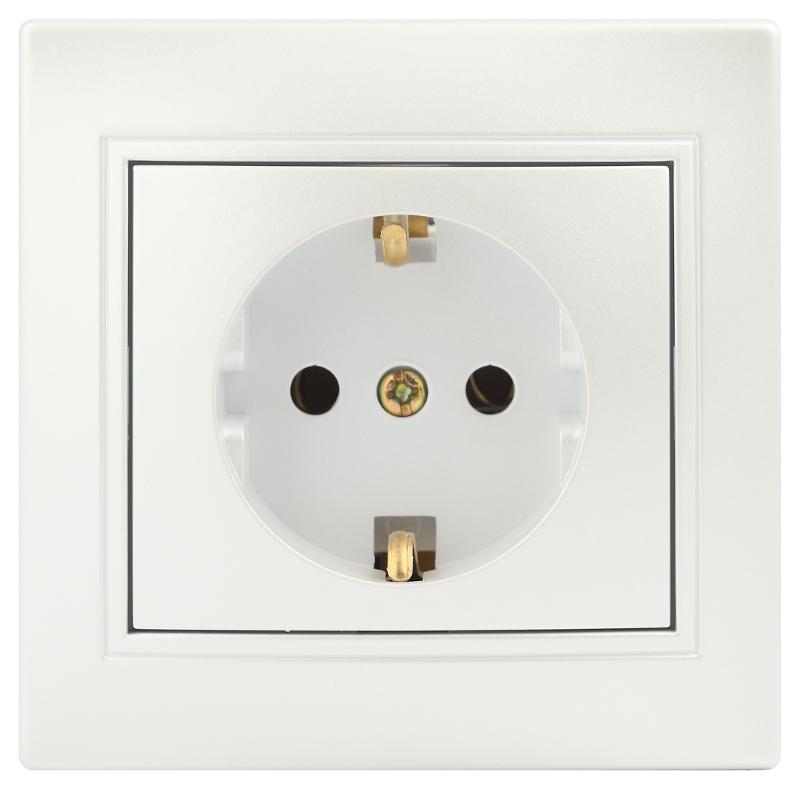 Розетка Intro Plano 1-202-06 с заземлением 2P+E Schuko, 16А-250В, IP20, СУ, перламутр