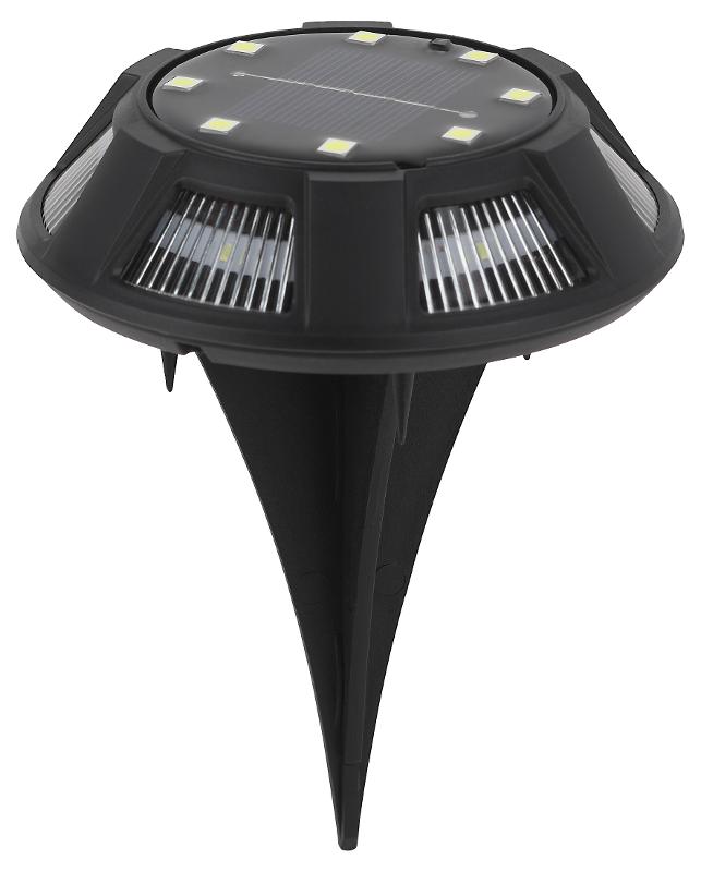 Садовая подсветка Таблетка на солнечной батарее ERAST024-01 сталь, пластик, 8 LED, 11,5*11,5*3 см