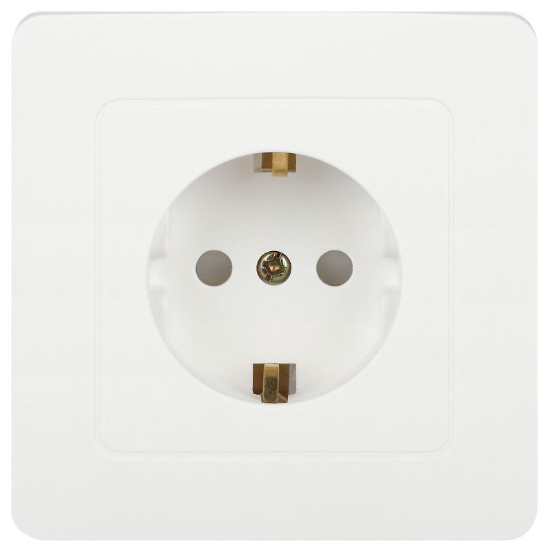 Розетка  7-206-01 Style с заземлением 2P+E Schuko со шторками, 16А-250В, IP20, СУ, белый