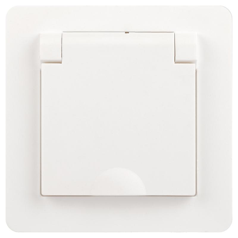 Розетка Intro Style 7-209-01 2P+E Schuko с крышкой штор., 16А-250В, IP44, СУ, белый
