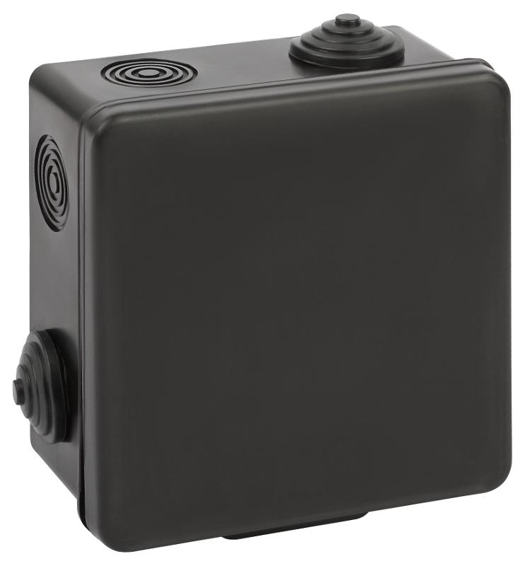 Распаячная коробка  KOR-100-100-50-8g-B открытой установки КОР 100х100х50мм черная с гермовводами 8 входов IP54 KOR-100-100-50-8g-B