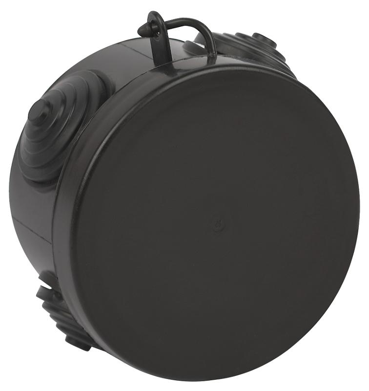 Распаячная коробка  KOR-65-40-4g-B открытой установки КОР 65х40мм черная с гермовводами 4 входа IP54 KOR-65-40-4g-B