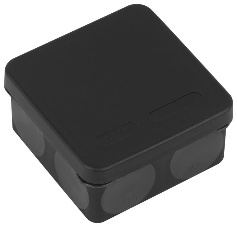 Распаячная коробка  KOR-80-80-40-9g-2MP-B двухкомпонентная HF стойкая к УФ 80х80х40мм черная прямой монтаж IP67 KOR-80-80-40-9g-2MP-B