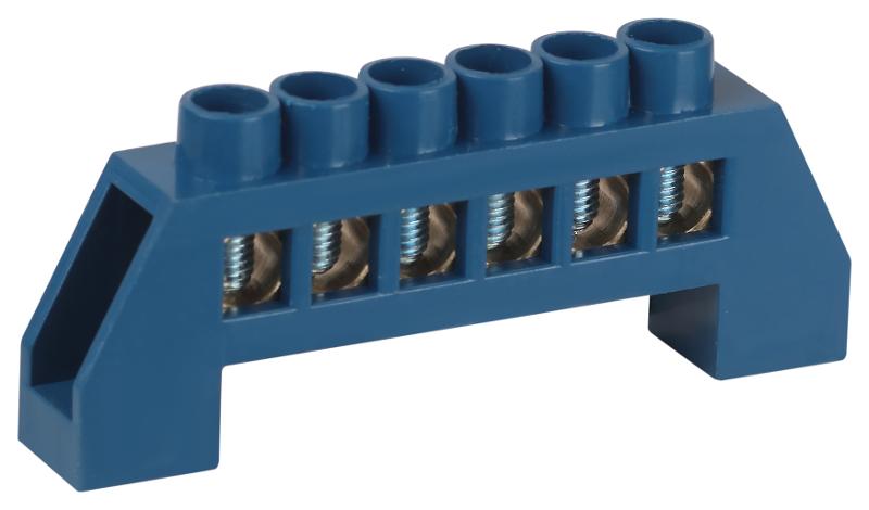 Шина  NO-224-62 N ноль в изоляторе ШНИ-8х12-6-Д-синий