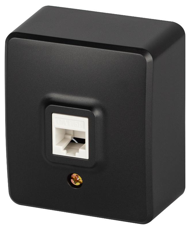 Розетка ЭРА Эксперт 11-3203-05 информационная RJ45, IP20, ОУ, Антрацит