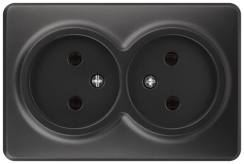 Розетка Эксперт 11-2202-05 2х2P IP20 16A-250В ОУ Антрацит
